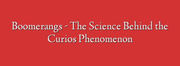 Boomerangs - The Science Behind the Curios Phenomenon